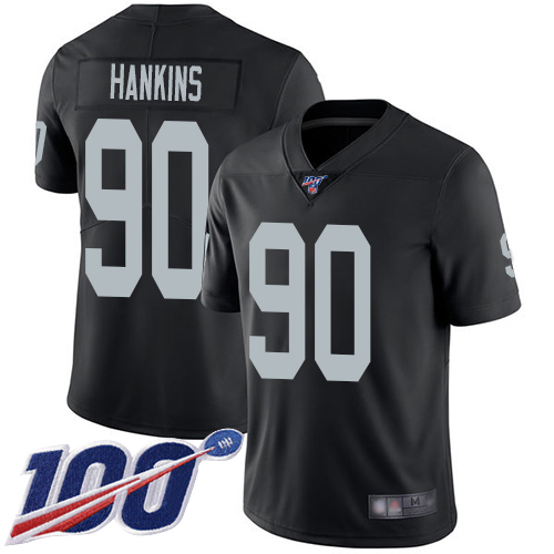 Men Oakland Raiders Limited Black Johnathan Hankins Home Jersey NFL Football #90 100th Season Jersey->oakland raiders->NFL Jersey